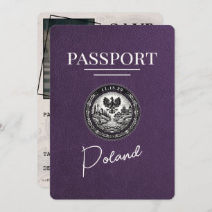 Save The Date Violet Purple Pologne Passeport Enregistrer La Dat