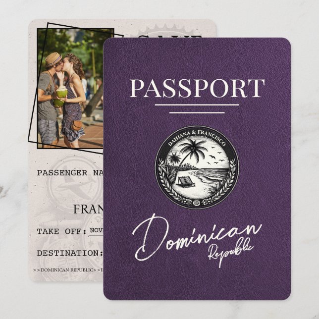 Save The Date Violet Violet passeport République Dominicaine (Devant / Derrière)