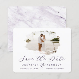 Save The Date Violet violet romantique brossé cadre avec photo