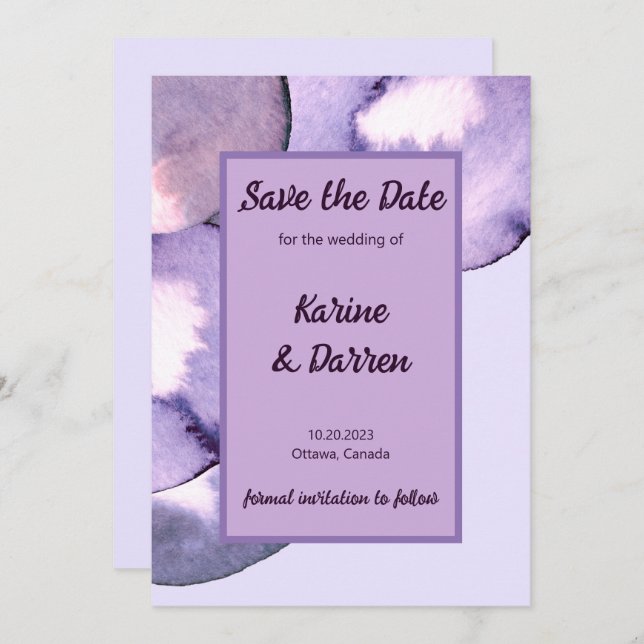 Save The Date Violet violet violet moderne (Devant / Derrière)
