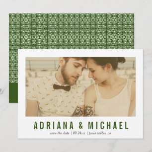 Save The Date Vision vintage Photo Motif moderne Vert