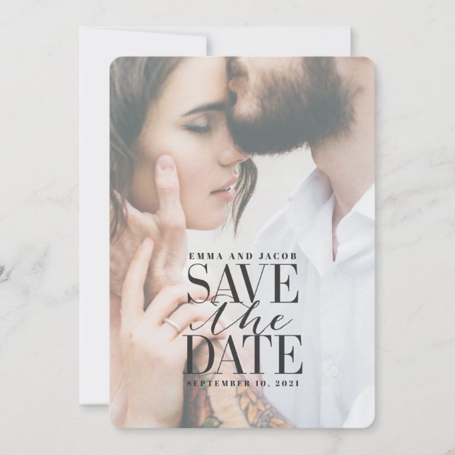 Save The Date vitrage transparent élégant moderne (Devant)