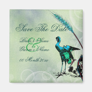 "Save the Date" Vogel-Wirbel des blauen Grüns Magnet