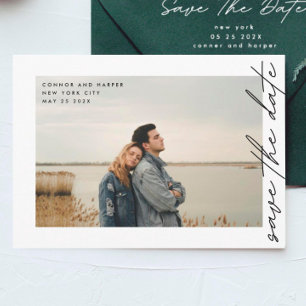 Save The Date Voies latérales QR Code Simplement Élégant Texte P