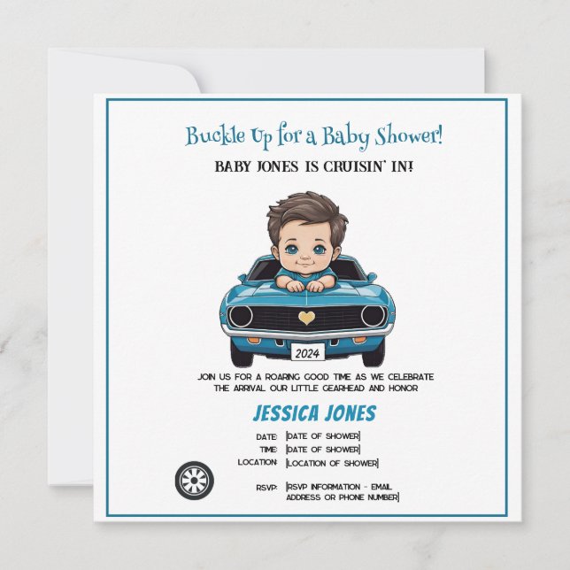 Save The Date Voiture Classique Voiture Baby Boy Cruisin' Dans D (Devant)