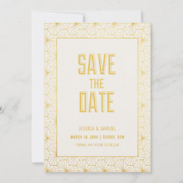 Save the Date von White Geometric Art Deco Einladung
