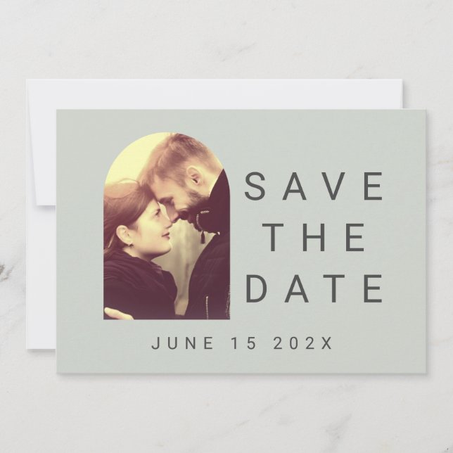 Save The Date Votre Photo Typographique Sage Blush Enregistrer L (Devant)