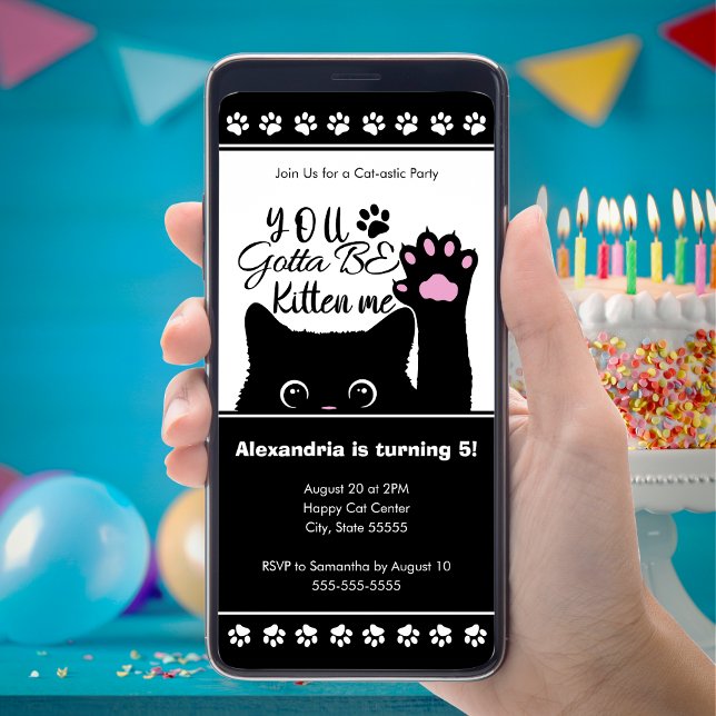 Save The Date Vous Devez Être Kitten Me Digital Anniversaire Inv (Available in 8x4 and 5x7 options, both digital + print!)
