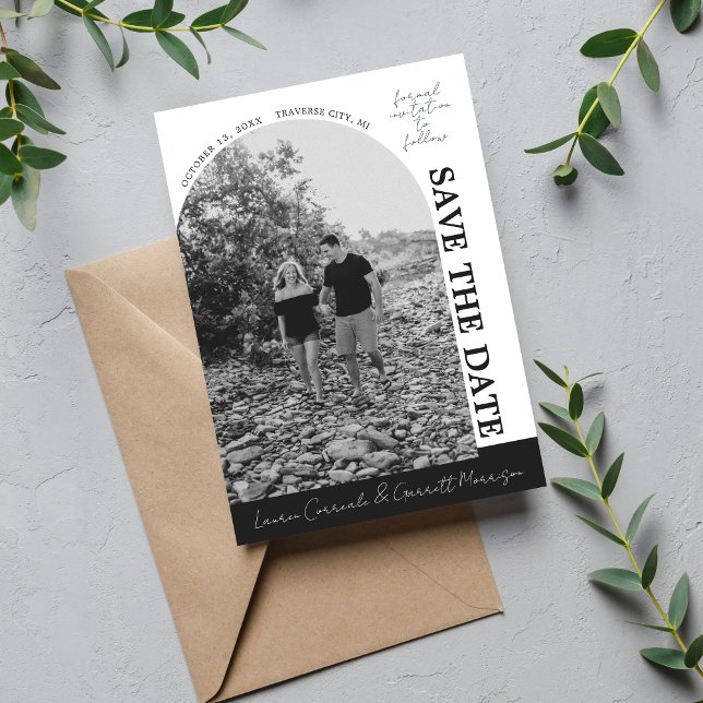 Save The Date Vraie simplicité 3 Moderne Noir et Blanc (Créateur téléchargé)