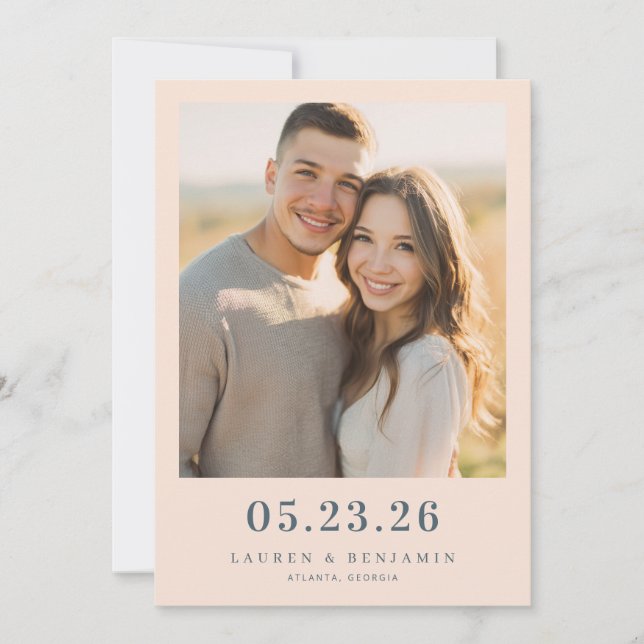 Save The Date Warm Beige Romantic Photo (Devant)