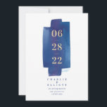 Save the Date Wash-Karte für Wasserfarben - Marine<br><div class="desc">Eine Save the Date Karte mit Aquarell-Hintergrund und moderner Typografie.</div>