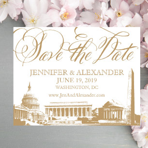 Save The Date Washington DC enregistrer la date - Monuments Vint