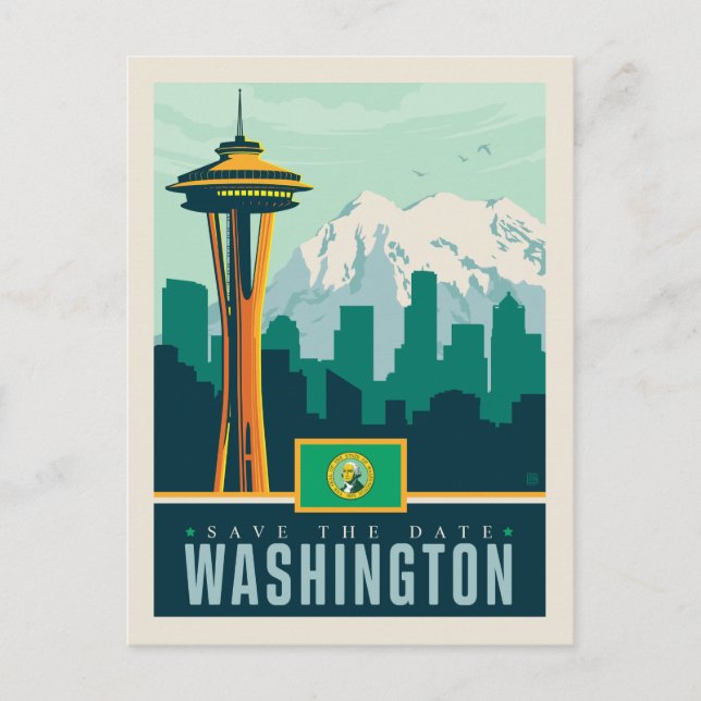 Save The Date | Washington Einladungspostkarte (Vorderseite)