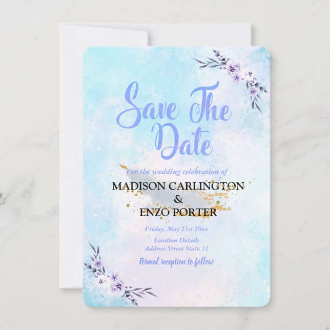 Save the Date Wasserfarbenpastel Ankündigung (Vorderseite)