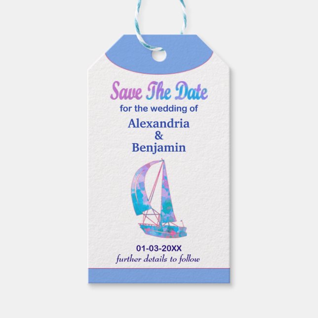Save the Date Wasserfarbenziel Hochzeit Geschenkanhänger (Vorderseite)