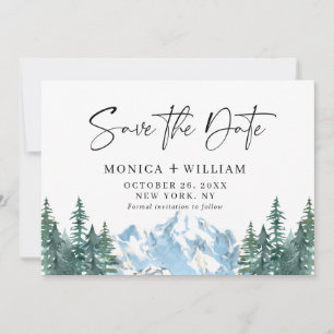 Save The Date Watercolor Mountains Mariage forestier