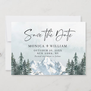Save The Date Watercolor Mountains Mariage forestier