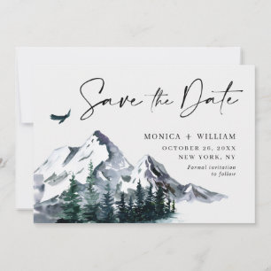 Save The Date Watercolor Mountains Mariage forestier