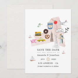 Save The Date Watercolor New York USA Destination Wedding