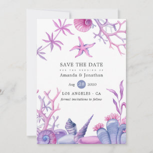 Save The Date Watercolor Ocean Life Mariage