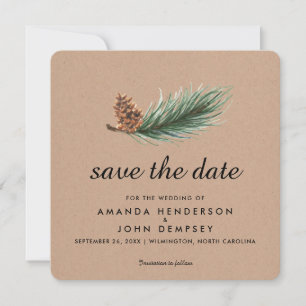 Save The Date Watercolor Pine Branch Winter Enregistrer la date