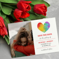 Watercolor Pride Heart Gay Lesbian Mariage Photo