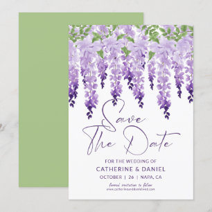 Save the Date Watercolor Wisteria Lilac Wedding