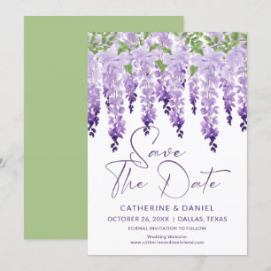 Save the Date Watercolor Wisteria Lilac Wedding