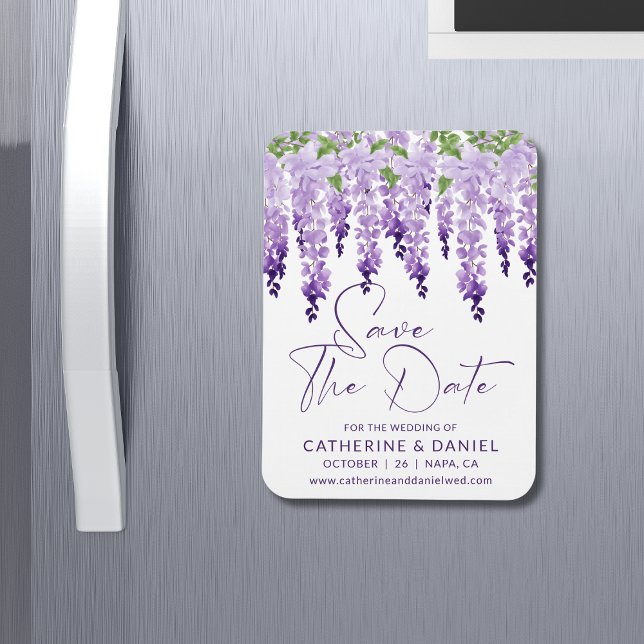Save the Date Watercolor Wisteria Lilac Wedding Magnet (Von Creator hochgeladen)