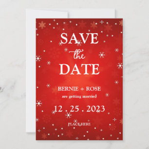 SAVE THE DATE WEDD SNOWFLAKES RED EINLADUNG