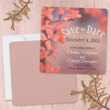 Save The Date Wedding Autumn Leaves Framing Bokeh
