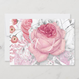 Save the Date Wedding Bride Rose Monogram Pink