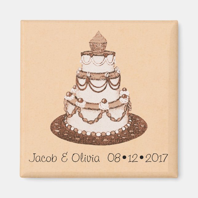 Save the Date Wedding Cake Magnet (Vorne)