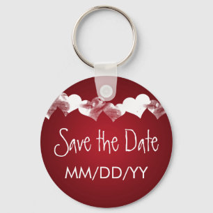 Save the Date Wedding die Grunge-Herzen rot Schlüsselanhänger