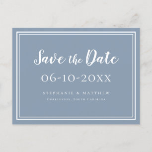 Save the Date Wedding Dusty Blue Simple Modern Ankündigungspostkarte