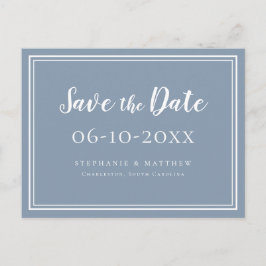 Save the Date Wedding Dusty Blue Simple Modern Ankündigungspostkarte