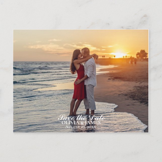 Save the Date Wedding Foto Ankündigungspostkarte (Vorderseite)