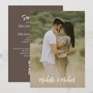 Save the Date Wedding Foto Simple Elegant QR Code
