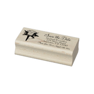 Save the Date Wedding Groom Rose Boutonniere Gummistempel