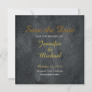 Save the Date Wedding Handwriting Laid Gray Gold