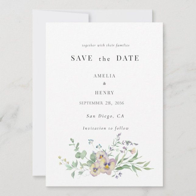 Save the Date Wedding Invitation Viola & Eucalypt Einladung (Von Creator hochgeladen)