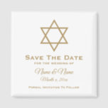 Save the Date Wedding Magnet : David Star<br><div class="desc">Star von David personalisierten Save the Date Hochzeitsmagneten in Weiß mit Goldschrift. Text ist vollständig anpassbar. Die Hintergrundfarbe kann geändert werden. Designed by Heard_.</div>