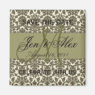 Save the Date Wedding Monogram Taupe Magnet