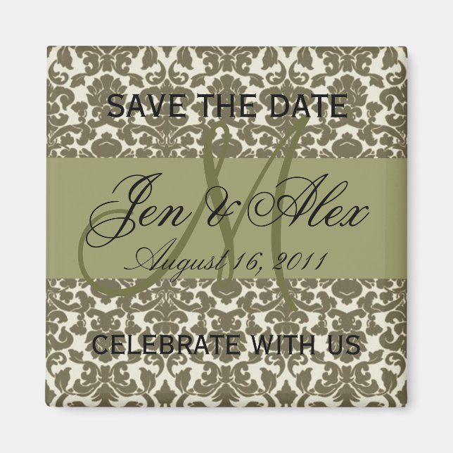Save the Date Wedding Monogram Taupe Magnet (Vorne)