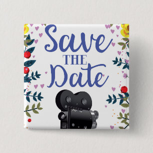 Save the Date Wedding Movie Camera Button