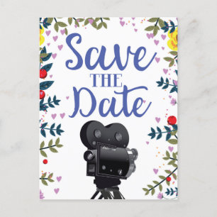 Save the Date Wedding Movie Camera Postkarte