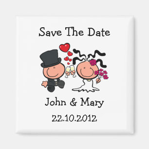 Save the Date Wedding Paar-Cartoon Magnet