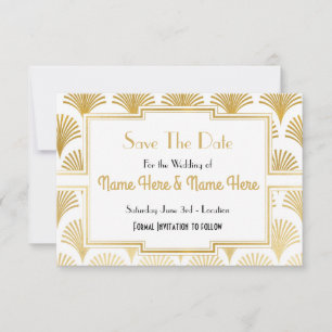Save the Date Wedding Party 20ties Gold Fan Deko