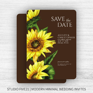 Save The Date Wedding shower Brown de tournesol aquarelle