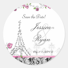 Save the Date Wedding Stickers Paris Schwarz-weiß